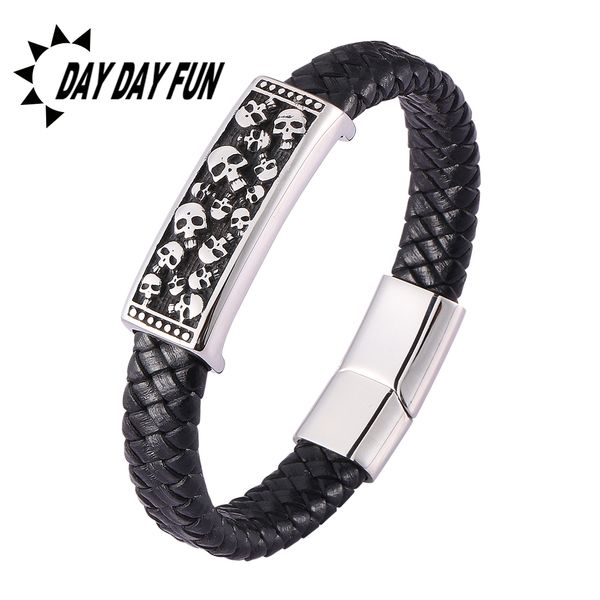 black braided leather bracelet men punk skeleton skull bracelets bangles fashion male wrist band jewelry gifts e0473, White
black braided leather bracelet men punk skeleton skull bracelets bangles fashion male wrist band jewelry gifts e0473, White