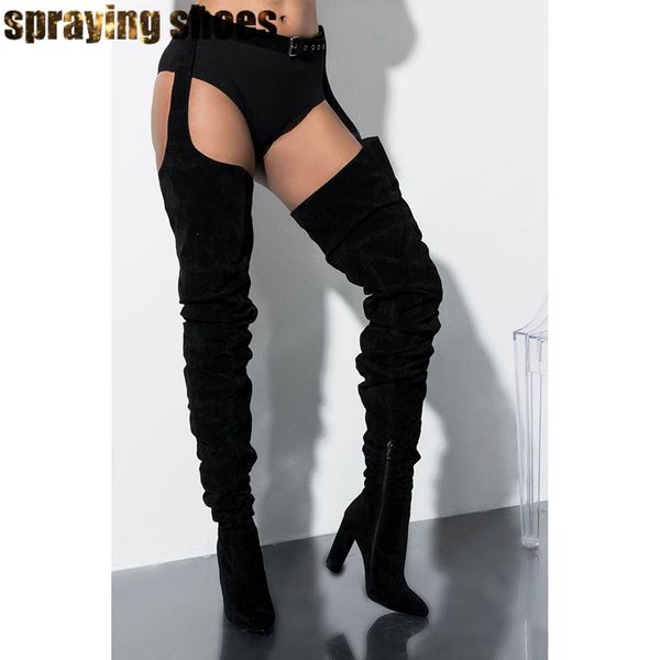 fashion belted thigh high chunky heel chap boots women high waist crotch boots ladies party shoes long winter, Black
fashion belted thigh high chunky heel chap boots women high waist crotch boots ladies party shoes long winter, Black