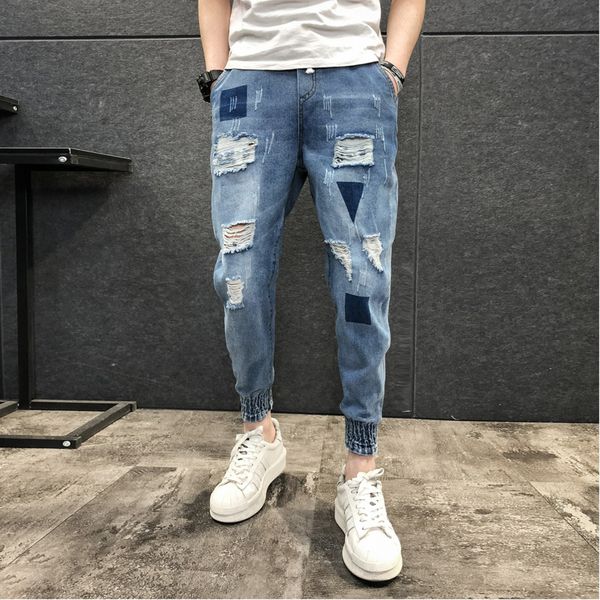 summer new jeans men slim fashion washed solid color casual torn holes denim trousers man streetwear hip hop male clothes, Blue
summer new jeans men slim fashion washed solid color casual torn holes denim trousers man streetwear hip hop male clothes, Blue