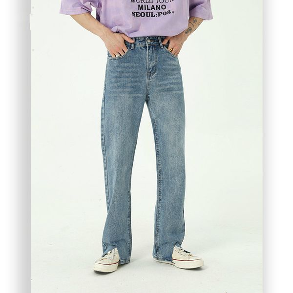 men hem broken split vintage fashion streetwear casual straight jeans pant male japan korea style denim long trousers, Blue
men hem broken split vintage fashion streetwear casual straight jeans pant male japan korea style denim long trousers, Blue