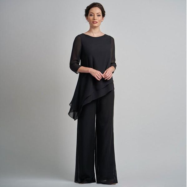 black long sleeves mother of the bride pant suits jewel neck tiered wedding guest dress plus size chiffon mothers groom dresses, Black;red
black long sleeves mother of the bride pant suits jewel neck tiered wedding guest dress plus size chiffon mothers groom dresses, Black;red