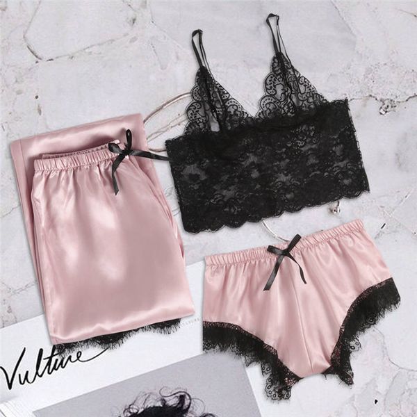pijama 2019 women lingerie nightwear silky women lace lingerie nightwears underwear sleepwear 3pc suits 661sw10, Black;red
pijama 2019 women lingerie nightwear silky women lace lingerie nightwears underwear sleepwear 3pc suits 661sw10, Black;red