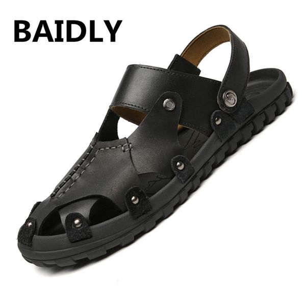 large size 38-47 men sandals fashion black genuine leather sandals men brand leather beach slippers male water shoes
large size 38-47 men sandals fashion black genuine leather sandals men brand leather beach slippers male water shoes