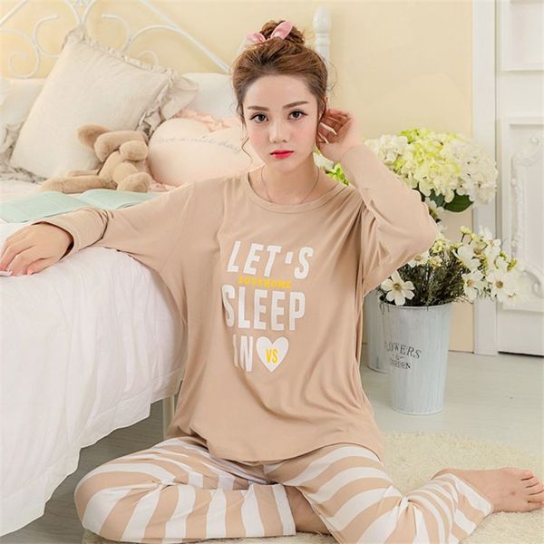 spring and autumn new long-sleeved pajamas woman cartoon cute girl casual home clothing brown letters printed cotton sleepwear, Blue;gray
spring and autumn new long-sleeved pajamas woman cartoon cute girl casual home clothing brown letters printed cotton sleepwear, Blue;gray