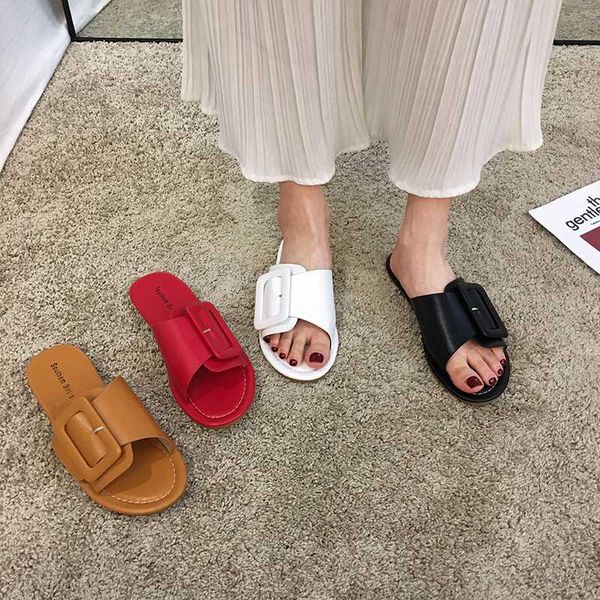 fairy style square metal buckle belt leisure slippers women open toe solid sandals cozy outdoor round toe flat heel slides femme, Black
fairy style square metal buckle belt leisure slippers women open toe solid sandals cozy outdoor round toe flat heel slides femme, Black
