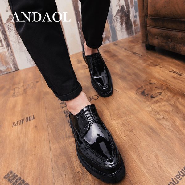 andaol men's bright leather casual shoes non-slip thick sole business oxfords new luxury lace-up wedding dress shoes, Black
andaol men's bright leather casual shoes non-slip thick sole business oxfords new luxury lace-up wedding dress shoes, Black