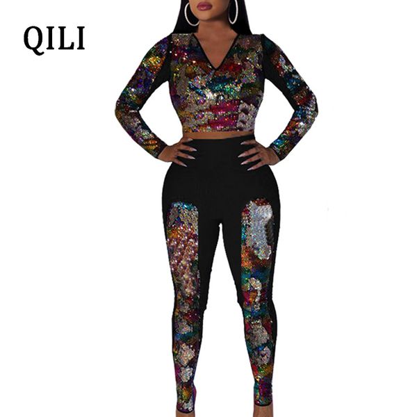 qili flipping sequins women jumpsuits plus size v neck long sleeve patchwork two piece set fashion jumpsuit 2019 spring new, Black;white
qili flipping sequins women jumpsuits plus size v neck long sleeve patchwork two piece set fashion jumpsuit 2019 spring new, Black;white