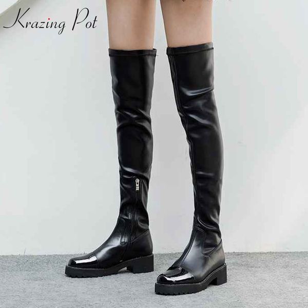 krazing pot patent leather fashion thigh high boots patch work 5cm med heels oriental streetwear stretch over-the-knee boots l56, Black
krazing pot patent leather fashion thigh high boots patch work 5cm med heels oriental streetwear stretch over-the-knee boots l56, Black