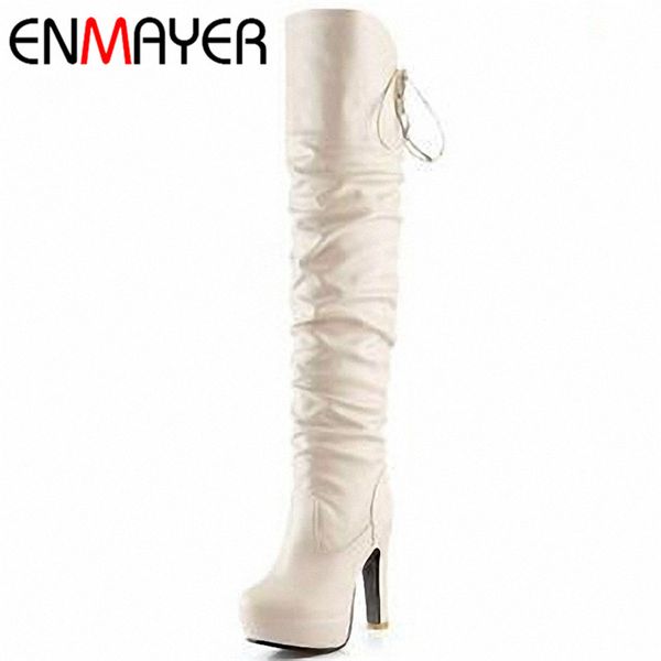 enmayer new fashion women boots high heel platform long shoes knight boots lace up over the knee high winter 3 colors, Black
enmayer new fashion women boots high heel platform long shoes knight boots lace up over the knee high winter 3 colors, Black