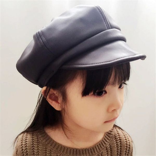 children beret hat vintage pu leather kids girl caps black autumn winter 2-7y, Yellow
children beret hat vintage pu leather kids girl caps black autumn winter 2-7y, Yellow