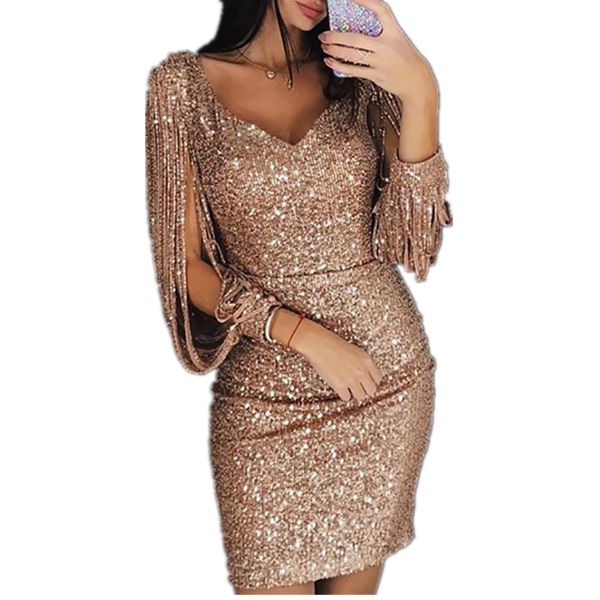 modecrush elegant women v neck bodycon dress sequin glitter tassel lantern sleeve party club dress 2019, Black;gray
modecrush elegant women v neck bodycon dress sequin glitter tassel lantern sleeve party club dress 2019, Black;gray