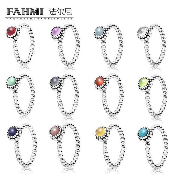 fahmi 100% 925 sterling silver new december birthstone ring turquoise pink peridot grey gernet citrine multi-color choice, Slivery;golden