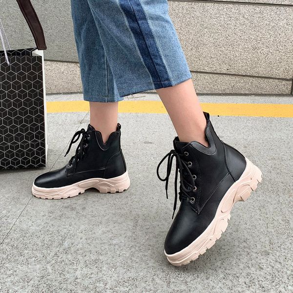ymechic 2019 winter lace up woman shoes white black platform chunky heel casual sneakers women daily ankle combat boots female
ymechic 2019 winter lace up woman shoes white black platform chunky heel casual sneakers women daily ankle combat boots female