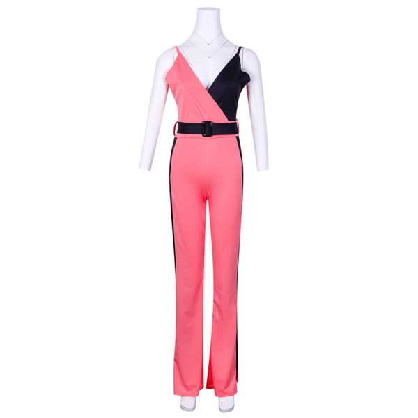 summer womens patchwork jumpsuits v neck sleeveless fashion ladies rompers spaghetti strap pullover flare pants with sashes, Black;white
summer womens patchwork jumpsuits v neck sleeveless fashion ladies rompers spaghetti strap pullover flare pants with sashes, Black;white