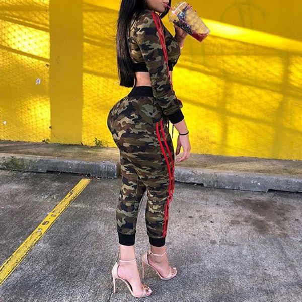 sports suit female fashion women's long sleeve pocket lacing zipped camouflage print pants casual set #3s, White;black
sports suit female fashion women's long sleeve pocket lacing zipped camouflage print pants casual set #3s, White;black