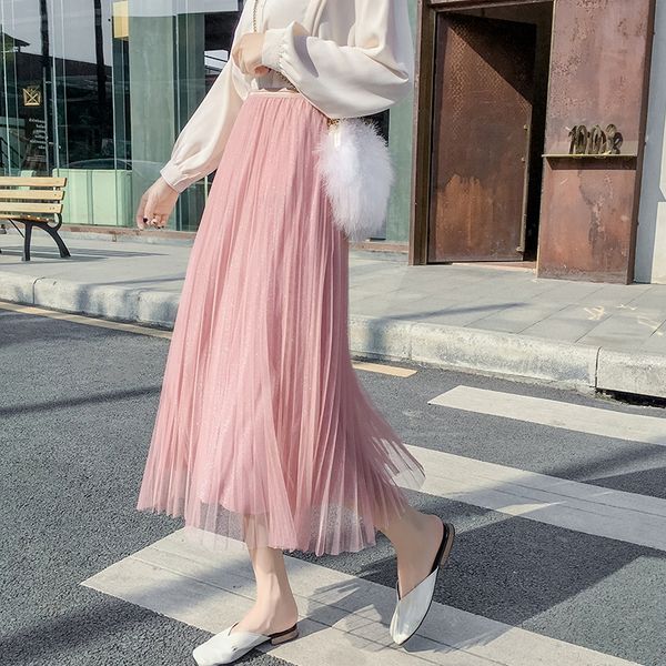 2020 silk dress summer skirt women's high-waisted golden silk elegant pleated skirt fairy mesh dress, Black
2020 silk dress summer skirt women's high-waisted golden silk elegant pleated skirt fairy mesh dress, Black