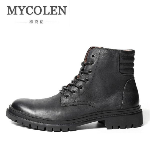 mycolen brand genuine leather mid-calf winter work men boots round toe lace-up solid safety boots for men botas masculino, Black
mycolen brand genuine leather mid-calf winter work men boots round toe lace-up solid safety boots for men botas masculino, Black