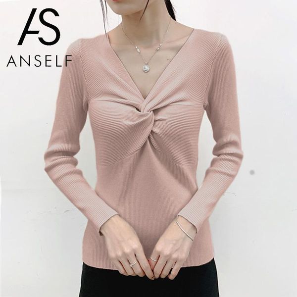 2019 autumn sweaters for women knit sweater front twisting knot v neck long sleeve solid slim knitwear pullover female tunic top, White;black
2019 autumn sweaters for women knit sweater front twisting knot v neck long sleeve solid slim knitwear pullover female tunic top, White;black