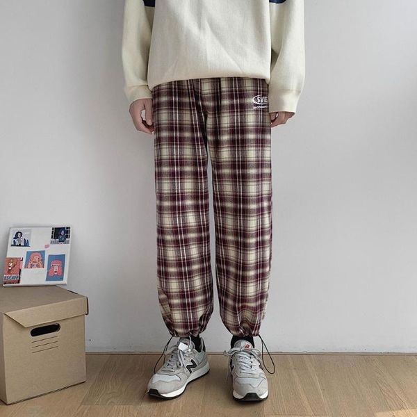 fashion men plaid pants streetwear ankle length lacing cuff harem pants man 2020 spring summer check causal trousers male, Black
fashion men plaid pants streetwear ankle length lacing cuff harem pants man 2020 spring summer check causal trousers male, Black