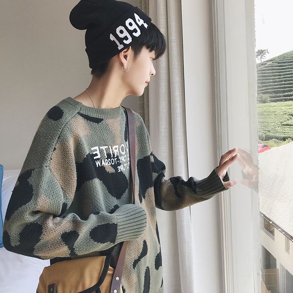 men's sweater 2019 autumn and winter new cold-resistant warm pullover camouflage printed sweater youth fashion men's clothing, White;black
men's sweater 2019 autumn and winter new cold-resistant warm pullover camouflage printed sweater youth fashion men's clothing, White;black