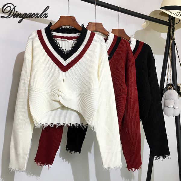 dingaozlz v-collar short-style women sweater long-sleeved casual thick warm knitted shirt korean fashion striped pullover, White;black
dingaozlz v-collar short-style women sweater long-sleeved casual thick warm knitted shirt korean fashion striped pullover, White;black