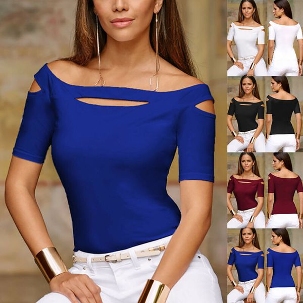 Women Off Shoulder Plain Tee Short Sleeve Casual T-Shirt Tops Slim Blouse Summer 
Women Off Shoulder Plain Tee Short Sleeve Casual T-Shirt Tops Slim Blouse Summer