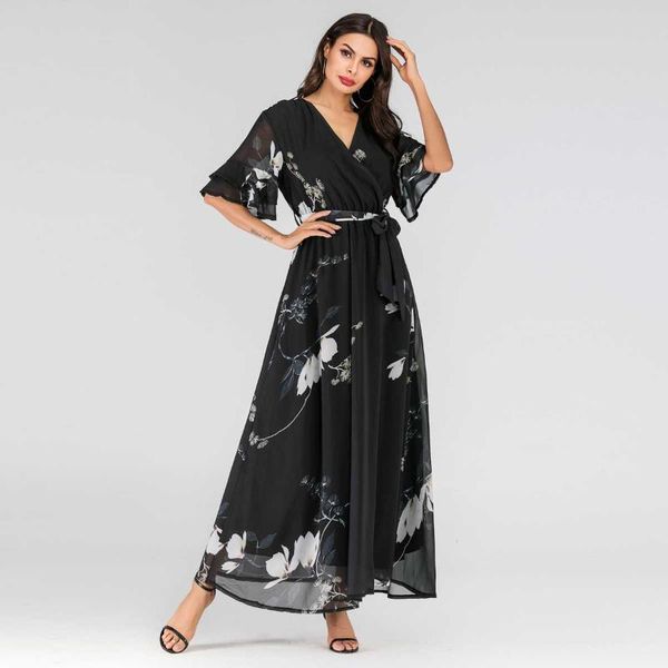 2019 summer women chiffon bohemian maxi dress floral printed lace up holiday muslim abaya islamic dubai uae kaftan robe vkdr1649, Red
2019 summer women chiffon bohemian maxi dress floral printed lace up holiday muslim abaya islamic dubai uae kaftan robe vkdr1649, Red