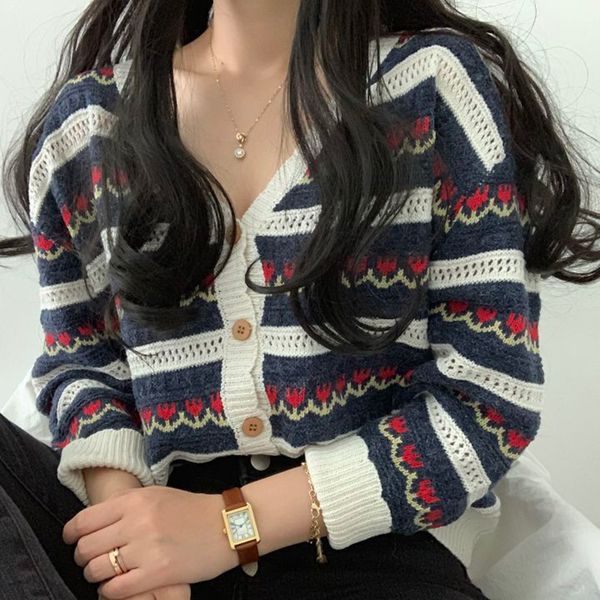 women's knits & tees 2021 autumn korean style vintage floral print cardigan women v-neck knit sweater cradigan cute, White
women's knits & tees 2021 autumn korean style vintage floral print cardigan women v-neck knit sweater cradigan cute, White