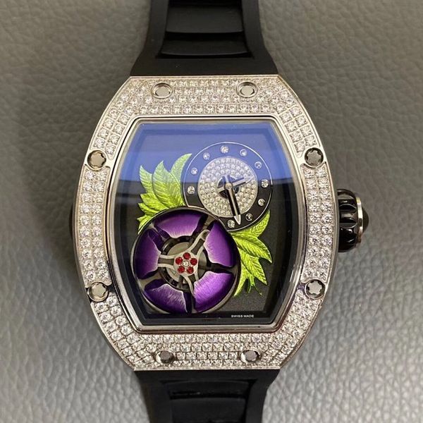 iced out watch mens watches 6t51 automatic movement diamond wristwatches rm19 fashion man montre de luxe flower dynamic bloom, Slivery;brown
iced out watch mens watches 6t51 automatic movement diamond wristwatches rm19 fashion man montre de luxe flower dynamic bloom, Slivery;brown
