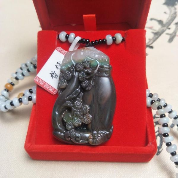 zheru jewelry pure natural colorful jade black pine bamboo plum blossom pendant tricolor jade bead necklace send national certif, Silver
zheru jewelry pure natural colorful jade black pine bamboo plum blossom pendant tricolor jade bead necklace send national certif, Silver