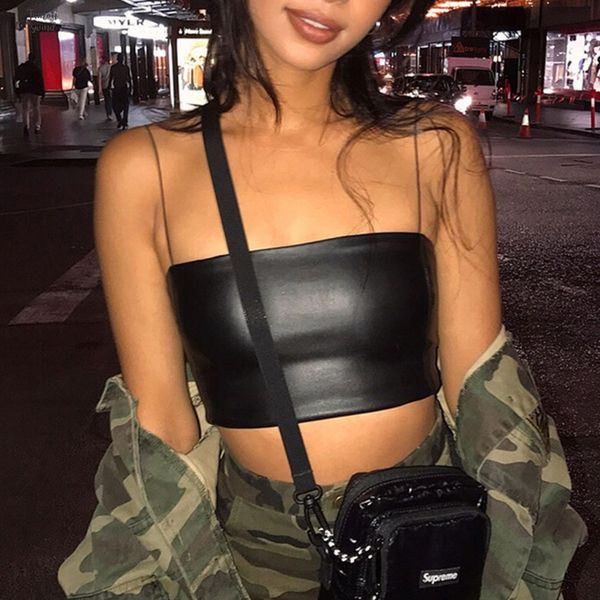 pu leather summer crop pleated sleeveless black women black slash neck solid ladies streetwear tank vest plus size, White
pu leather summer crop pleated sleeveless black women black slash neck solid ladies streetwear tank vest plus size, White