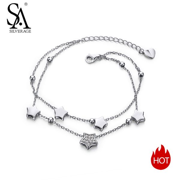 sa silverage 925 sterling silver star bracelets & bangles for women jewelry rhinestone two layer chain link bracelet female y19051602, Black
sa silverage 925 sterling silver star bracelets & bangles for women jewelry rhinestone two layer chain link bracelet female y19051602, Black