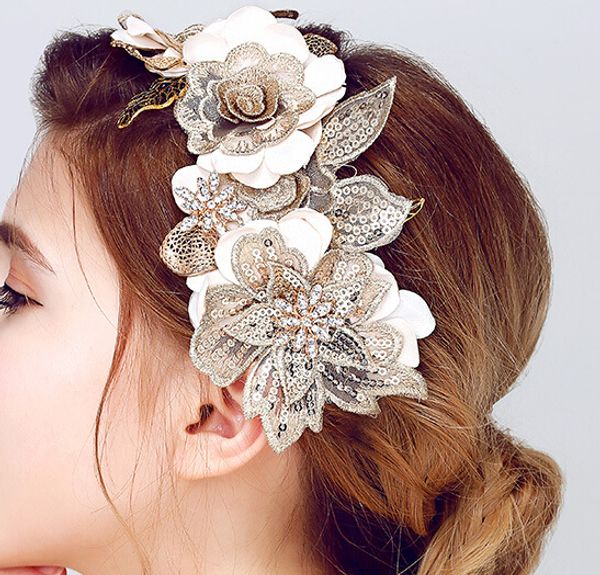 slbridal handmade lace flower gold leaf wedding hairband tiara headband bridal headpiece hair accessories women hair jewelry, Golden;white
slbridal handmade lace flower gold leaf wedding hairband tiara headband bridal headpiece hair accessories women hair jewelry, Golden;white