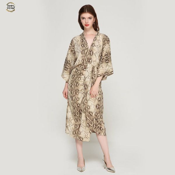 women snake print oversized dress v neck elastic waist split ladies summer loose mid calf chic dresses vestidos qa205, Black;gray
women snake print oversized dress v neck elastic waist split ladies summer loose mid calf chic dresses vestidos qa205, Black;gray