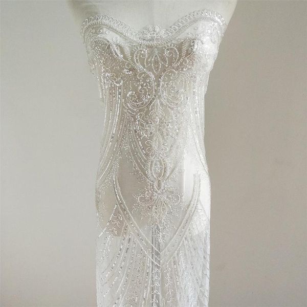 130cm wide european court embroidery beaded sequins wedding dress cathedral luxury fabric diy clothing skirt decor, Black;white
130cm wide european court embroidery beaded sequins wedding dress cathedral luxury fabric diy clothing skirt decor, Black;white