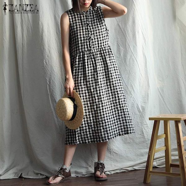 zanzea women sleeveless midi dress summer vintage plaid checked sundress casual retro buttons party tanks vestido sarafans tunic, Black;gray
zanzea women sleeveless midi dress summer vintage plaid checked sundress casual retro buttons party tanks vestido sarafans tunic, Black;gray