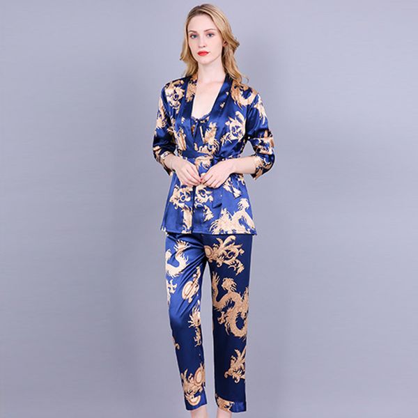 3 pieces sets satin sleepwear female camis strappy women pajamas lace slik sleep lounge elegant ladies indoor clothing, Blue;gray
3 pieces sets satin sleepwear female camis strappy women pajamas lace slik sleep lounge elegant ladies indoor clothing, Blue;gray