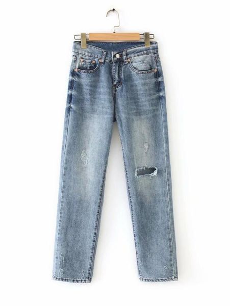 western style women's dress 2019 summer new style high-waisted slimming washing with holes jeans women's, Blue
western style women's dress 2019 summer new style high-waisted slimming washing with holes jeans women's, Blue