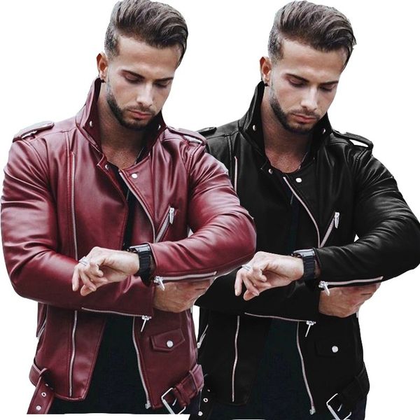 laamei size men stand collar long sleeve leather jacket male casual autumn outwear motocycle jacket zipper coat, Black
laamei size men stand collar long sleeve leather jacket male casual autumn outwear motocycle jacket zipper coat, Black