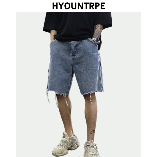 men retro loose short jeans new fashion straight denim washed half trousers male casual summer ripped hip hop street wear pants, Blue
men retro loose short jeans new fashion straight denim washed half trousers male casual summer ripped hip hop street wear pants, Blue