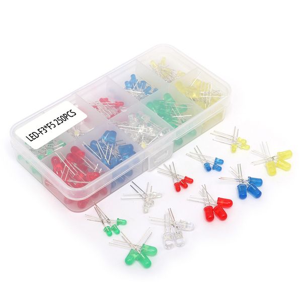 250pcs 3mm 5mm led light 120 degree angle assorted emitting diode diy set white red green yellow light
250pcs 3mm 5mm led light 120 degree angle assorted emitting diode diy set white red green yellow light