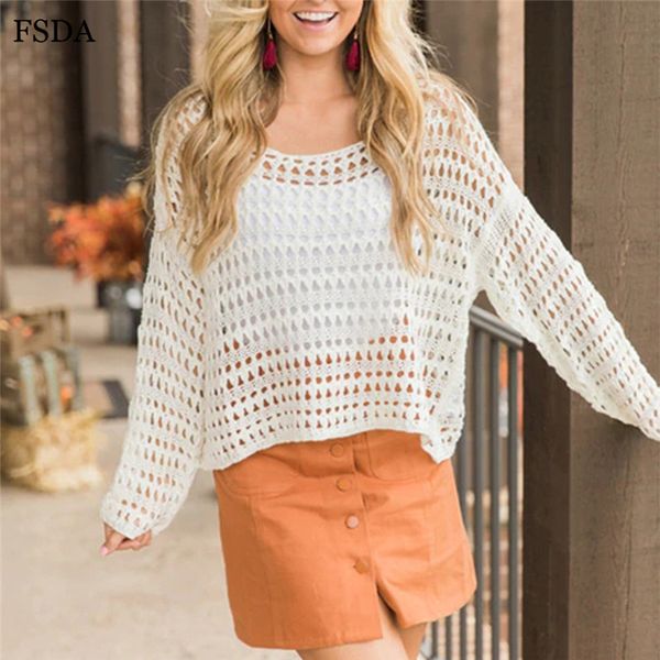 fsda women summer hollow out blouse white knitted sweater o neck long sleeve casual solid pullovers blouse 2019, White;black
fsda women summer hollow out blouse white knitted sweater o neck long sleeve casual solid pullovers blouse 2019, White;black