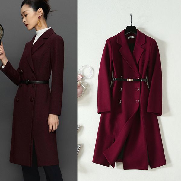 2019 autumn winter fashion women's belt woolen overcoat england style double-breasted coat b212, Black
2019 autumn winter fashion women's belt woolen overcoat england style double-breasted coat b212, Black
