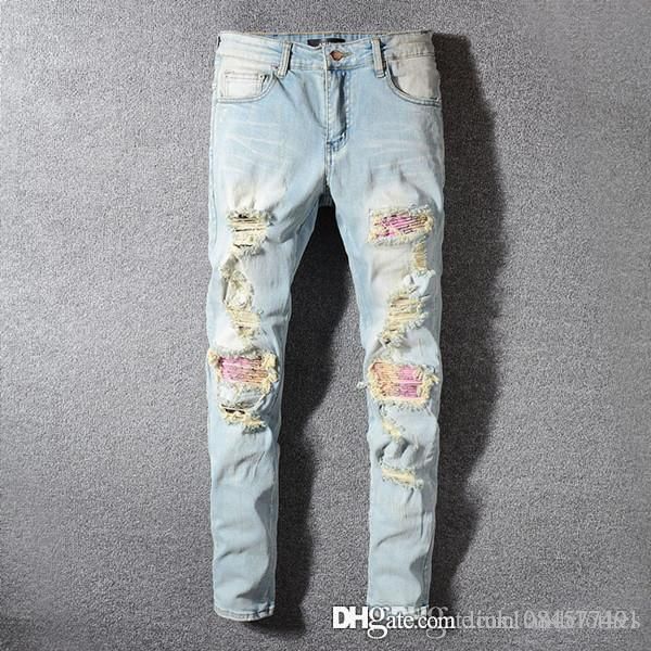 19ss distressed ripped biker jeans slim fit motorcycle biker denim for men fashion designer mens ripped skinny jeans mens designer trousers, Blue
19ss distressed ripped biker jeans slim fit motorcycle biker denim for men fashion designer mens ripped skinny jeans mens designer trousers, Blue