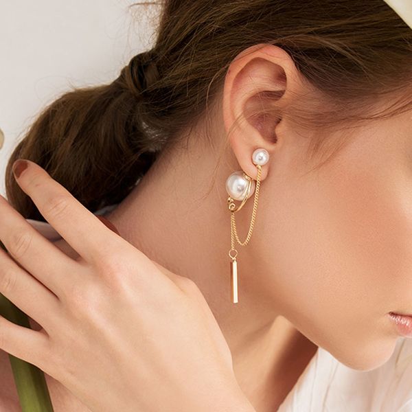 fashion- gold tone dangle earrings for women 2019 unique brief faux pearl chain drop earrings korean jewelry earrings, Silver
fashion- gold tone dangle earrings for women 2019 unique brief faux pearl chain drop earrings korean jewelry earrings, Silver