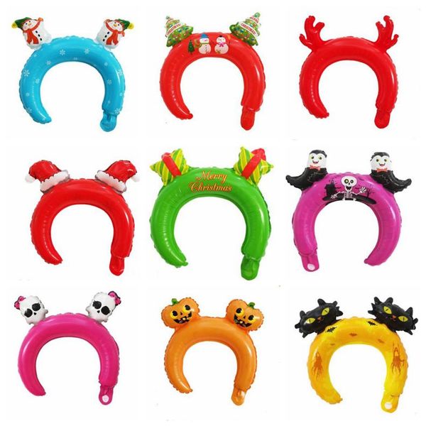 

cartoon halloween headband funny monster pumpkin printed hair band christmas halloween hair hoop balloon children toys small gifts wy505q, Slivery;white