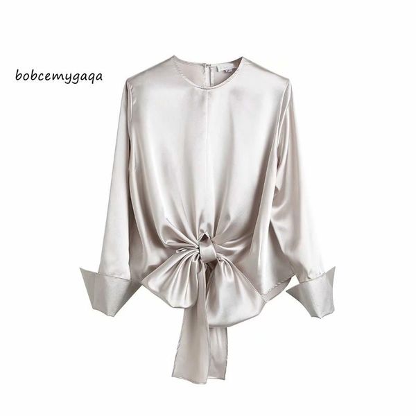 bow elegant satin blouse women o neck summer spring long sleeve work office lady blouse female solid shirt fashion, White
bow elegant satin blouse women o neck summer spring long sleeve work office lady blouse female solid shirt fashion, White