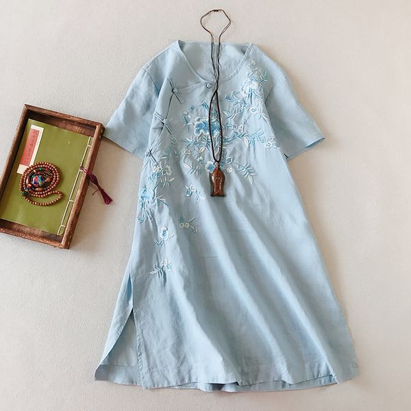 2019 китайское платье cheongsam qipao cheongsam современная вышивка платья из хлопка и льна элегантный qipao, Red 
2019 китайское платье cheongsam qipao cheongsam современная вышивка платья из хлопка и льна элегантный qipao, Red