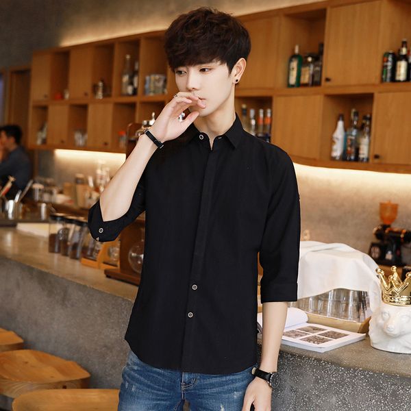 summer short sleeve shirt men's seven points sleeve pure men's shirt trend handsome five-sleeve slim half-sleeve, White;black
summer short sleeve shirt men's seven points sleeve pure men's shirt trend handsome five-sleeve slim half-sleeve, White;black