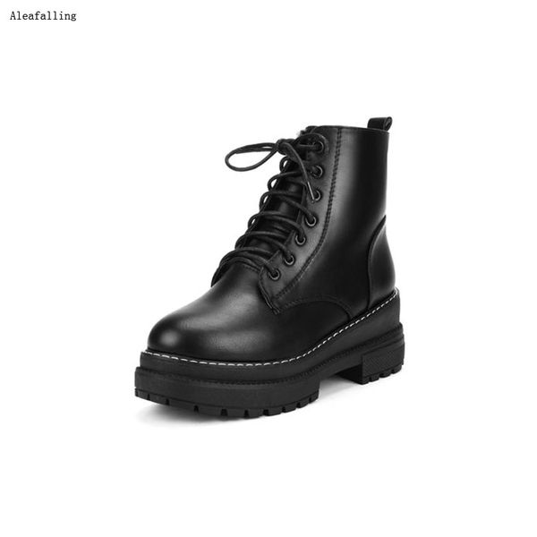 aleafalling women boots ankle lace up open cute thicken sole shoes girl's leather mature women boots winter autunmn 35-39, Black
aleafalling women boots ankle lace up open cute thicken sole shoes girl's leather mature women boots winter autunmn 35-39, Black